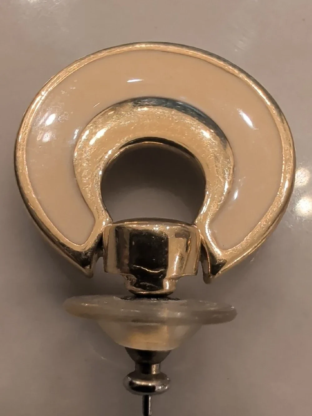 Napier Gold and Cream Crescent Hoop Earrings